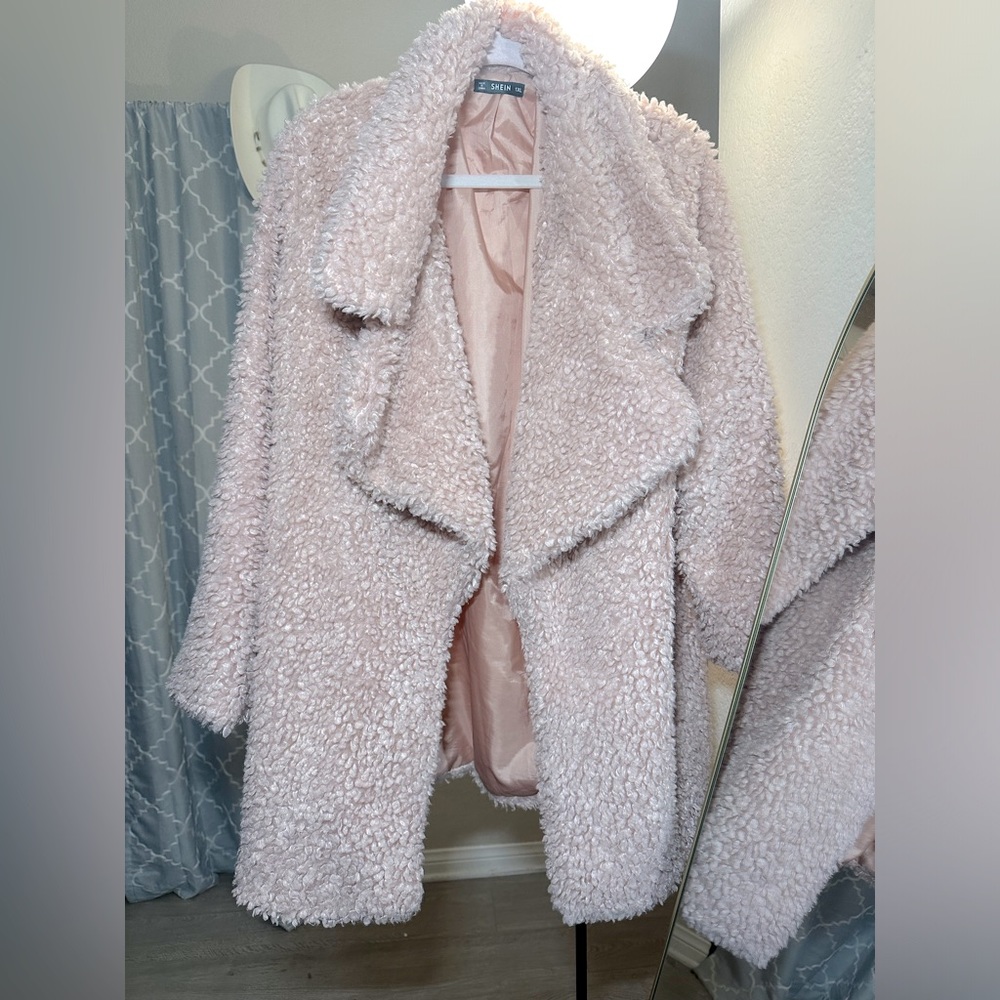 Shaggy chic pink coat